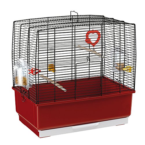 Ferplast Rekord 3 - Cage Rectangulaire pour Oiseaux Exotiques et Canaris | 49 x 30 x 48,5 cm | Rouge