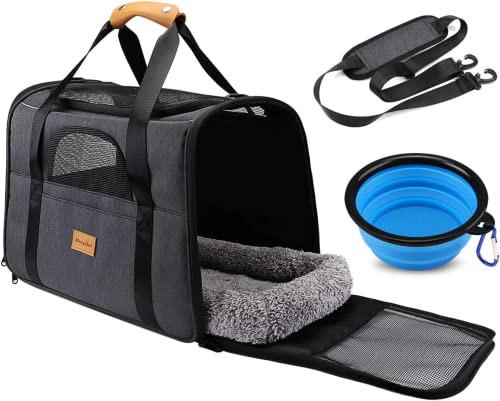 Morpilot Sac de Transport Chat Chien - Respirant et Pliable avec Matelas et Bol | 44 x 31 x 34 cm