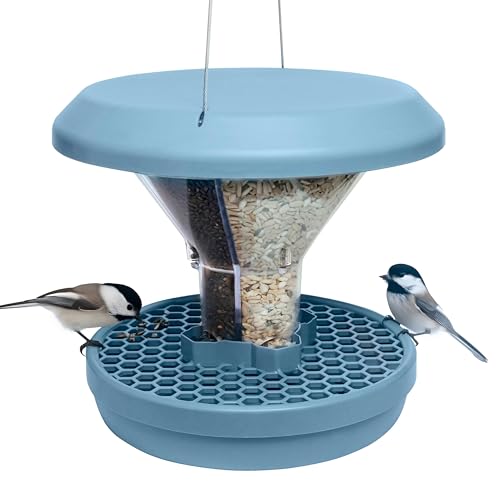 Swissinno Davos Smart Birds - Mangeoire Oiseaux Extérieur à Suspendre, Anti Rats et Souris | Bleu Clair